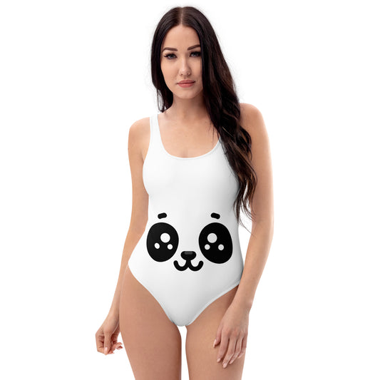 Cute panda face one-piece swimsuit