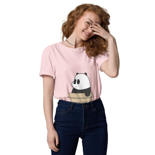 Unisex organic cotton t-shirt with cute panda design (free bear)