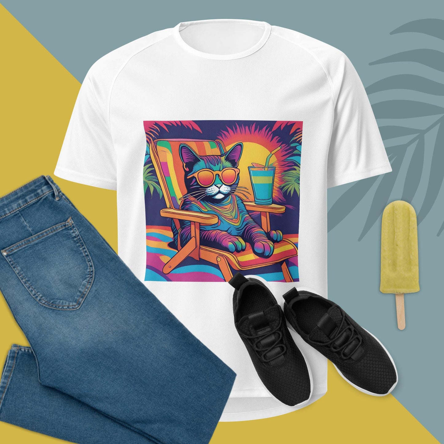 Humor Men's Short-Sleeve. Funny Cat Graphic T-Shirt