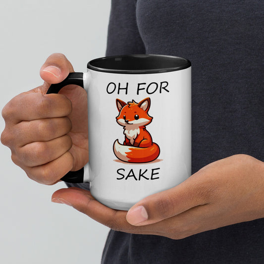 Mug with Blacked Inside and Fox Design (Oh For Fox Sake)